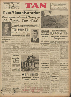 Tan Gazetesi 13 Eylül 1942 kapağı