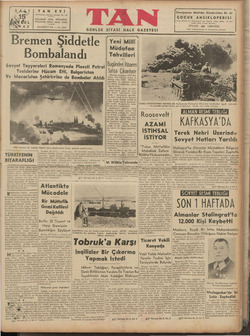 Tan Gazetesi 15 Eylül 1942 kapağı