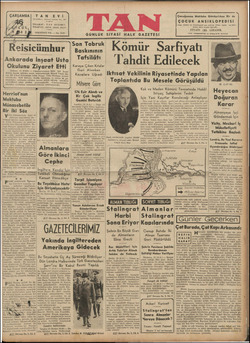 Tan Gazetesi 16 Eylül 1942 kapağı