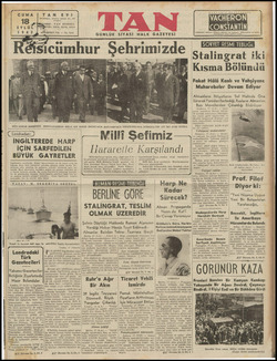 Tan Gazetesi 18 Eylül 1942 kapağı
