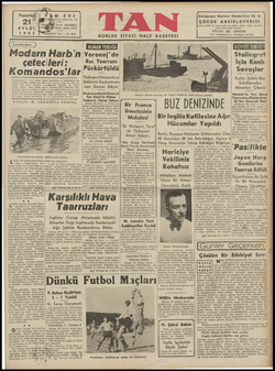 Tan Gazetesi 21 Eylül 1942 kapağı