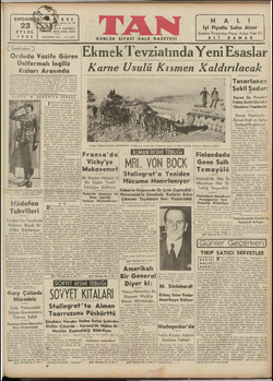 Tan Gazetesi 23 Eylül 1942 kapağı