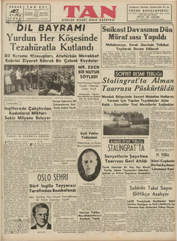 Tan Gazetesi 27 Eylül 1942 kapağı