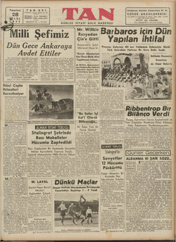 Tan Gazetesi 28 Eylül 1942 kapağı