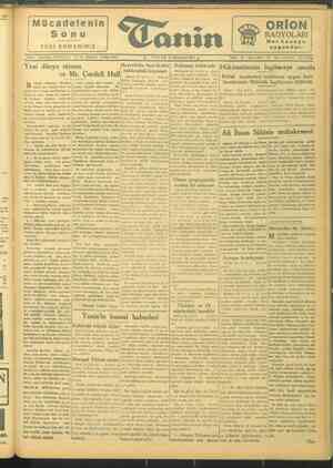 Tanin Gazetesi 21 Kasım 1943 kapağı