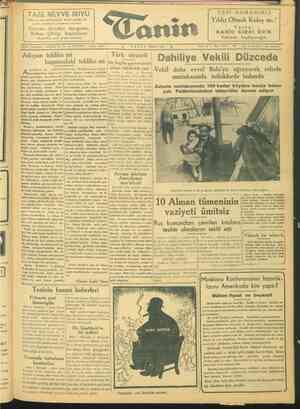 Tanin Gazetesi 8 Şubat 1944 kapağı