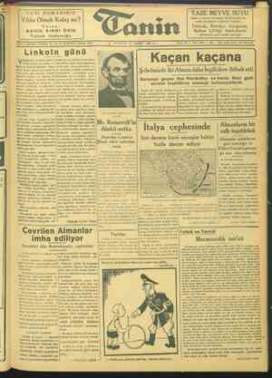Tanin Gazetesi 13 Şubat 1944 kapağı
