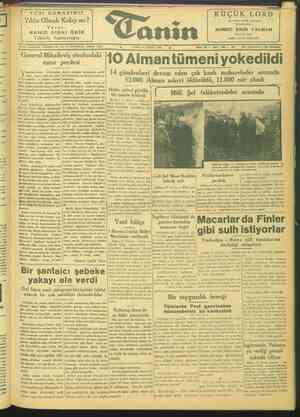 Tanin Gazetesi 18 Şubat 1944 kapağı
