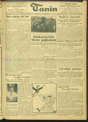 Tanin Gazetesi 21 Şubat 1944 kapağı
