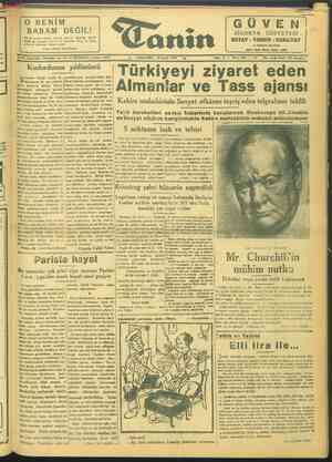 Tanin Gazetesi 23 Şubat 1944 kapağı