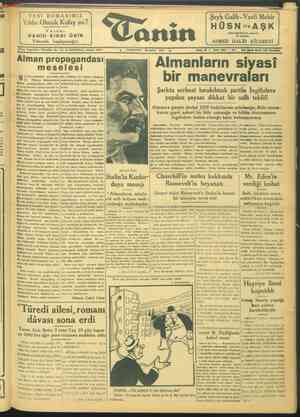 Tanin Gazetesi 24 Şubat 1944 kapağı