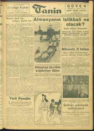 Tanin Gazetesi 26 Şubat 1944 kapağı