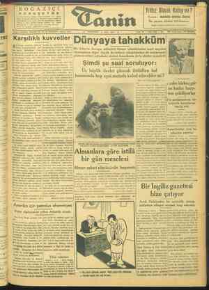 Tanin Gazetesi 2 Mart 1944 kapağı