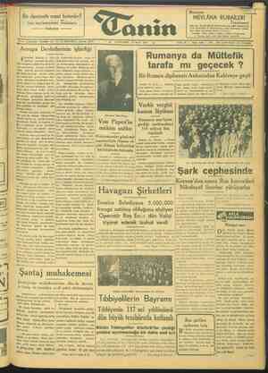 Tanin Gazetesi 15 Mart 1944 kapağı