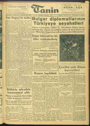 Tanin Gazetesi 16 Mart 1944 kapağı