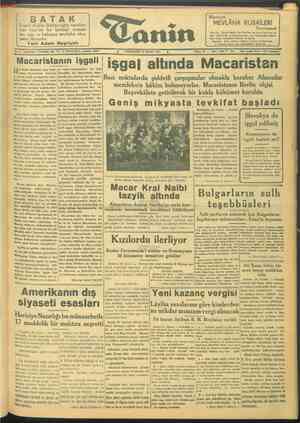 Tanin Gazetesi 23 Mart 1944 kapağı