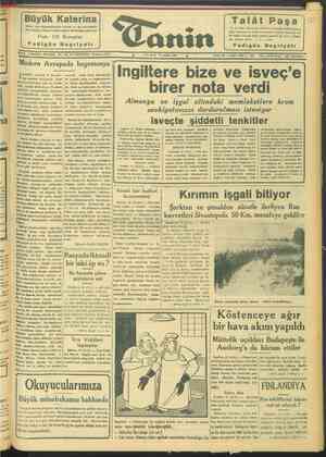 Tanin Gazetesi 14 Nisan 1944 kapağı