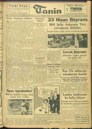 Tanin Gazetesi 24 Nisan 1944 kapağı