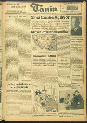 Tanin Gazetesi 13 Mayıs 1944 kapağı