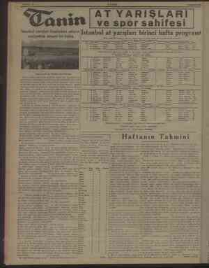    İstanbul yarışları “Gaönin başlarken atların vaziyettne umumi bir bakiş 9 TEMMUZ 1944 AT YARIŞLARI ve spor sahifesi Birinci