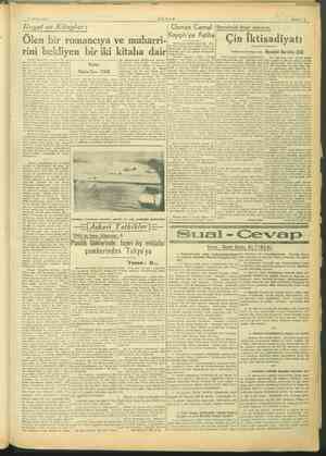  MN ağ Çe OCAK 1915 EE TANİN Hayat ve Kitaplar: Osman Cemal se 5 'ya p” Ölen bir romancıya ve Çin rini bekliyen bir iki kitaba