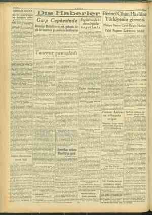    MN SAYFA:2 TANİN 3 ŞUBAT 1945 “ e FHiaberler Cihan Harbine Beriin müdafaası — N : : Garp Cephesinde Türkiyenin girmesi ruhu