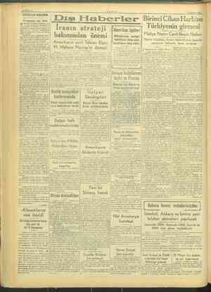  i il li kk İ m SAYFFA:2 TANİN HADİSELER ARASINDA Haberler anın strateji bakımından önemi Amerikanın yeni Tahran Elçisi M....