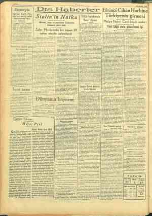  Sorcoğu | Dıs Haberler Cihan H in eg li | Stalin'in Nutku isiâ hakkında | Türkiyenin girmesi ed ğ Maliye Nazırı Cavit beyin