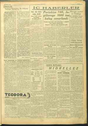     SAYFA:3 12 MAYIS 1945 TANİN İMDİLİK: - Türkiye “Savaşmış, Bir Millettir E Le FHAFS F—IELİ. Rice Vali, dün Anka 7 00, İ...