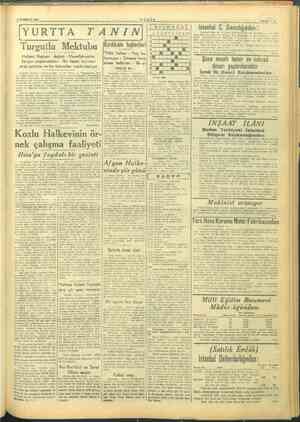    6 TEMMUZ 1945  - — TANİN SAYF YURTTA TANIN İstanbul Savcıdan: 3 Turgutlu Mektubu çoğu 2250 kilo dağlıç eti ihtiyac açık...