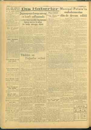    SAYFA :2 TANIN 25 TEMMUZ 1945 Dış Haberler Mareşal Petain'in Nazi blöfi muhakemesine de devam edildi karşı nlı safhasında