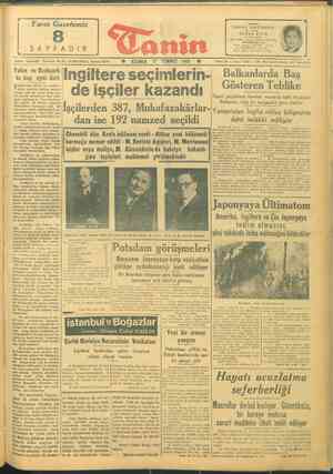 Tanin Gazetesi 27 Temmuz 1945 kapağı