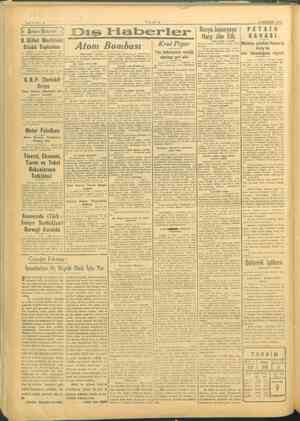      SAYFA: 2 TANİN 9 AĞUSTOS 1945 a € Ankara Haberleri 2 Dıs Haberler vr DAVA Kral Piyer Bi verem haberi verdikten şahitleri
