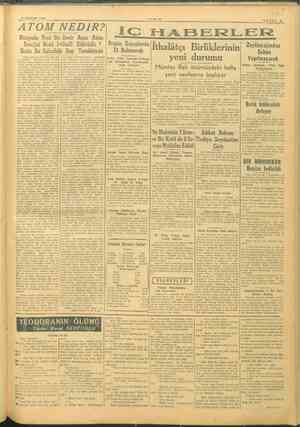    9 AĞUSTOS 1945 TANİN SAYFA:3 ATOM NEDİR? 4G za BERI ER © Dünyada Yeni Bir Devir eni Bir Devir Açan Atom R k Enerjisi Nasıl