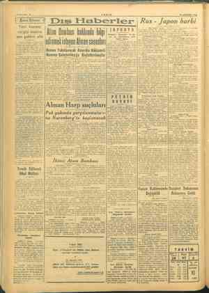    SAYFA: 2 am TANIN 10 AĞUSTOS 1945 Haberler | Rus - Japon harbi Yeni kaza verisi iz | lom Bombası hakında bilgi) JA? SATA