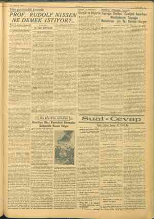    VW AĞUSTOS 1945 Vatan gazetesindeki yazısında Diş okrasi Cihanından Portreler PROF. RUDOLF NİSSEN Geç ei ve iNiyarık Taya