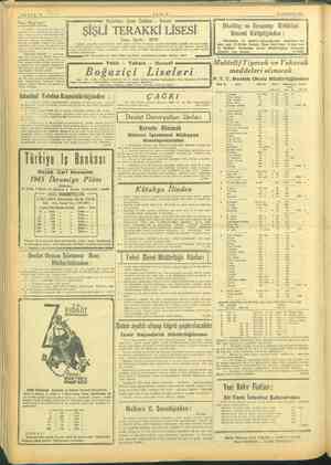  SAYFA:8 TANİN 23 AĞUSTOS 1945 Yeni kl ar Nişantaşı, Çınar. Caddesi - Hususi mili İthalâ ” sg Mn ei İ Lİ TER AKKİ LİSESİ...