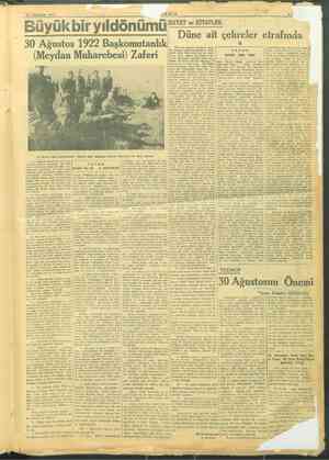    39 AĞUSTOS 1945 TA Süyükbir “yıldönümü NİN 30 Ağustos . 1922 Başkomutanlık! Meydan Muharebesi) Zaferi Düşman ordusunun aziz