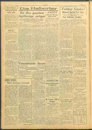  TANİN Dıs Haberler vadi ağ | Bir Rus gazetesi Ankara, EYLÜL 1945. A s.o. ge” ğ a Felâket Günleri ZAFER Mütareke Devrinin Feci