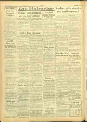    SAYFA: 2 k o TANİN . 10 EKİM 1945 <. tn Haberler | göre demok- Macar komünistleri | BATI BLOKU o s 1 ? Stor gazetesi, Selin