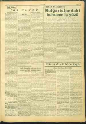    dm 18 EKİM 1945 TANİN SAYFA : $ Tarih İçinden : BALKAN MESELELERİ IKI CEVAP Bulgaristandaki buhranın iç yüzü 8 kasım günü