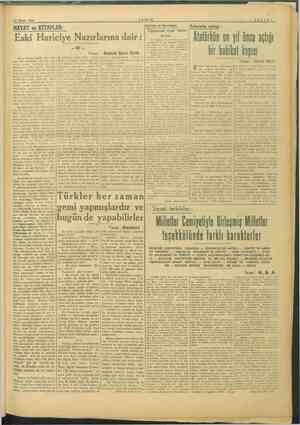    17 OCAK 1946 HAYAT ve KİTAPLAR: — şönüşleri Ankaradan mektup : Eski Hariciye Nazırlarına dair :| .. gezi m . Matürkün ON yı