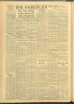  EE SAYFA:2 TANİN : 11 MARI 1944 e i d HABERLE Milli Eğitim Kups:: Rumen k golle ig Ağa Han ağırlığı Yunanistanda iz i kadar