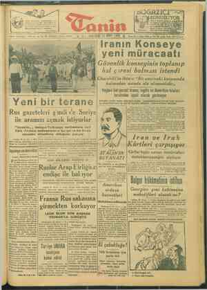 Tanin Gazetesi 23 Mart 1946 kapağı