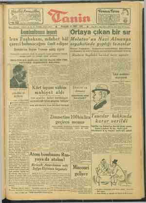 Tanin Gazetesi 24 Mart 1946 kapağı