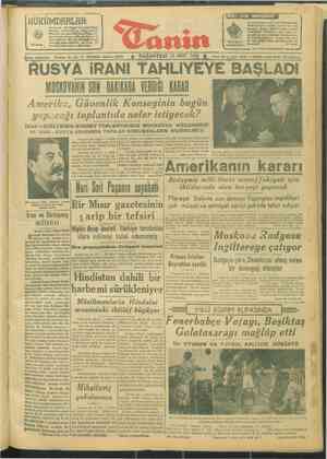 Tanin Gazetesi 25 Mart 1946 kapağı