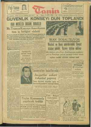 Tanin Gazetesi 26 Mart 1946 kapağı