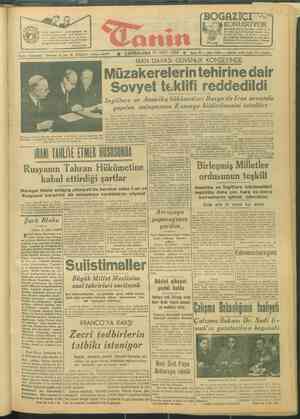 Tanin Gazetesi 27 Mart 1946 kapağı