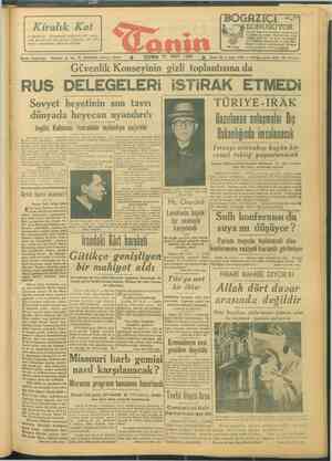Tanin Gazetesi 29 Mart 1946 kapağı