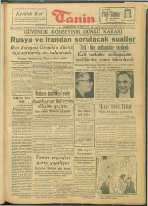 Tanin Gazetesi March 30, 1946 kapağı